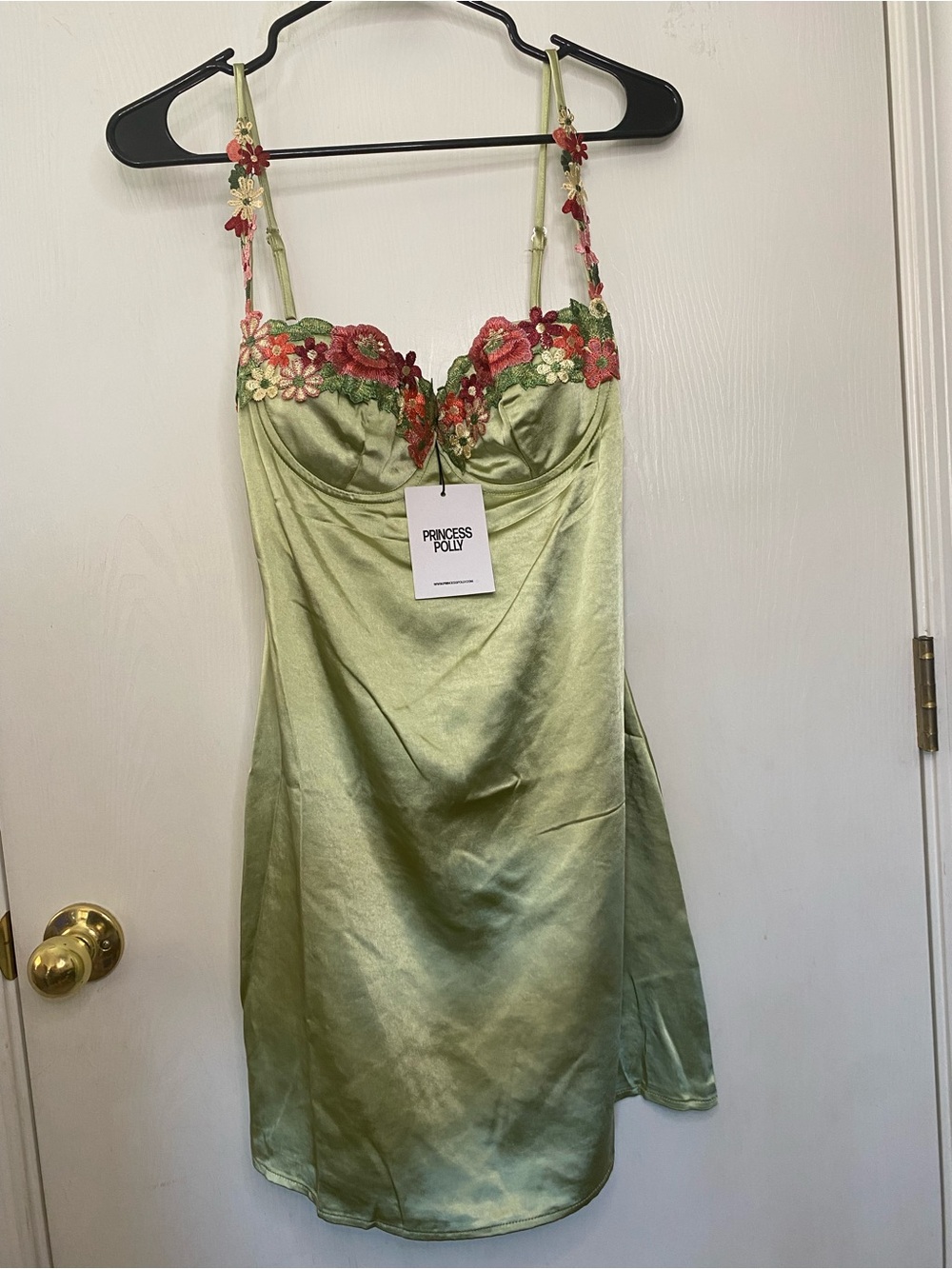 Viral Princess Polly Green Satin KENZIE Dress